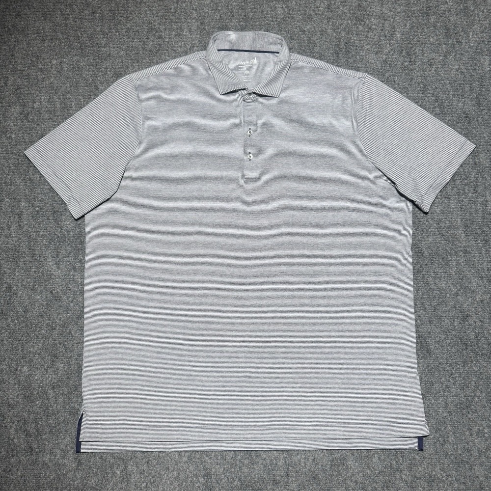 Johnnie-O Performance Polo Shirt UPF 50 Men XL Gray Heather Stripe Golf Lyndon
